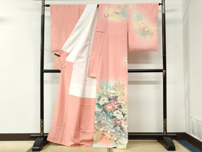 平和屋着物●訪問着　友禅　作家物　竜田川牡丹花松文　暈し染め　そごう扱い　正絹　逸品　CABM3980yc