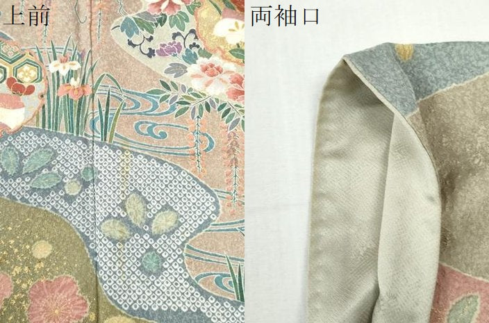 平和屋着物●訪問着　流水雪輪草花文　金彩　正絹　逸品　CABM3981yc