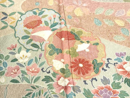 平和屋着物●訪問着　流水雪輪草花文　金彩　正絹　逸品　CABM3981yc