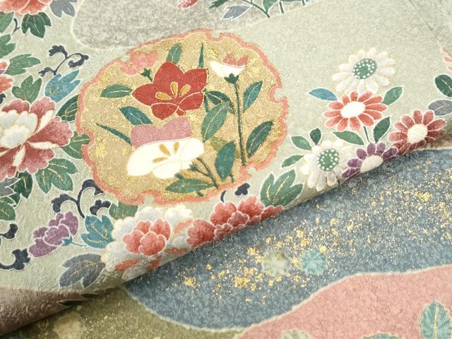平和屋着物●訪問着　流水雪輪草花文　金彩　正絹　逸品　CABM3981yc