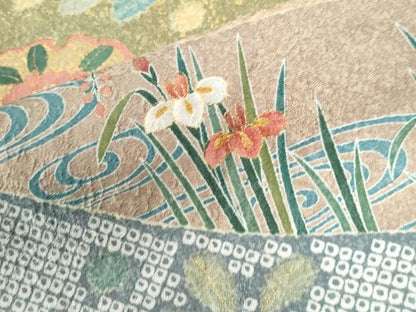 平和屋着物●訪問着　流水雪輪草花文　金彩　正絹　逸品　CABM3981yc