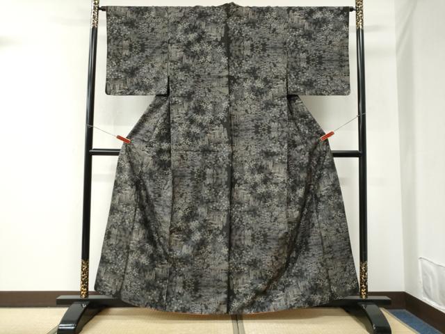 平和屋着物●本場大島紬　9マルキ　樹林風景文　正絹　逸品　CABM3982yc