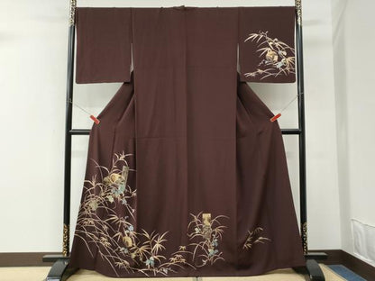 平和屋着物●訪問着　竹屋町刺繍　群鶴籬蔦の葉草花文　金彩　正絹　逸品　CABM3983yc