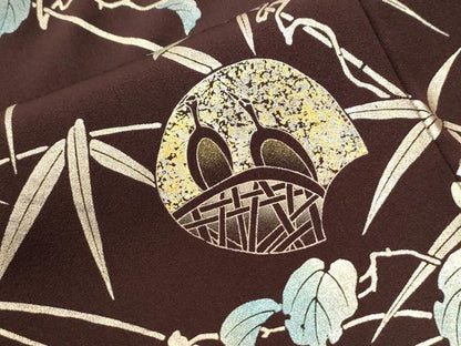 平和屋着物●訪問着　竹屋町刺繍　群鶴籬蔦の葉草花文　金彩　正絹　逸品　CABM3983yc