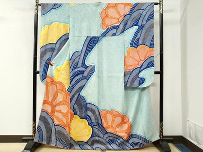 平和屋着物●豪華振袖　総絞り　舞花文　金彩　正絹　逸品　CABM3985yc
