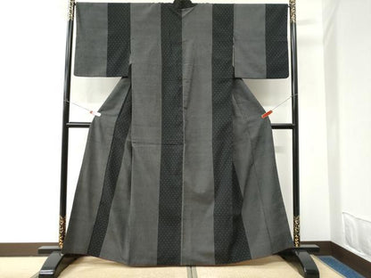 平和屋着物●本塩沢　十字絣　正絹　逸品　CABM3986yc