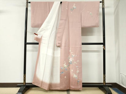 平和屋着物●本加賀友禅作家　南克治　訪問着　枝花文　暈し染め　正絹　逸品　CABM3987yc