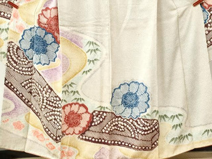 平和屋着物●名門　藤娘きぬたや・総絞り　振袖　舞花文　正絹　逸品　CABM3988yc