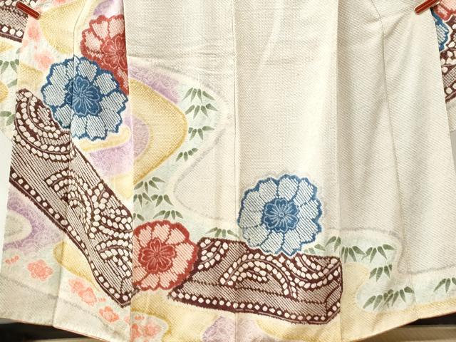平和屋着物●名門　藤娘きぬたや・総絞り　振袖　舞花文　正絹　逸品　CABM3988yc