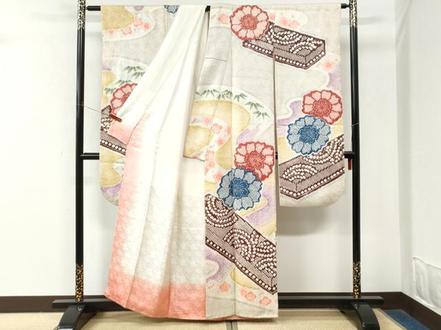 平和屋着物●名門　藤娘きぬたや・総絞り　振袖　舞花文　正絹　逸品　CABM3988yc