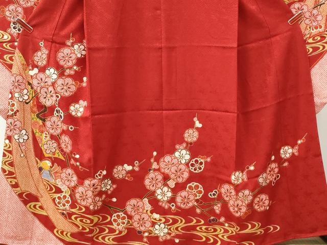 平和屋着物●豪華振袖　駒刺繍　流水鬘帯鴛鴦枝梅文　金彩　三越扱い　正絹　逸品　CABM3989yc
