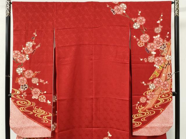 平和屋着物●豪華振袖　駒刺繍　流水鬘帯鴛鴦枝梅文　金彩　三越扱い　正絹　逸品　CABM3989yc