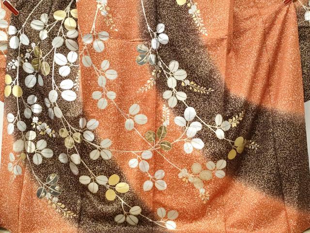 平和屋着物●豪華振袖　萩枝花文　暈し染め　金通し地　正絹　逸品　CABM3992yc