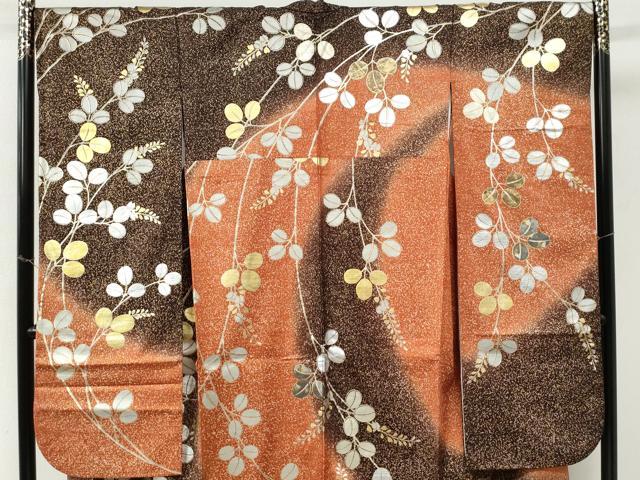 平和屋着物●豪華振袖　萩枝花文　暈し染め　金通し地　正絹　逸品　CABM3992yc