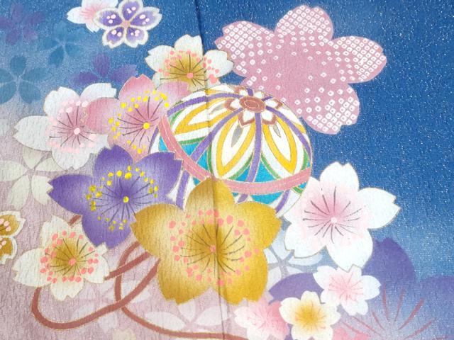 平和屋着物●豪華振袖　毬舞文　暈し染め　金通し地　京都きもの友禅扱い　正絹　逸品　CABM3993yc