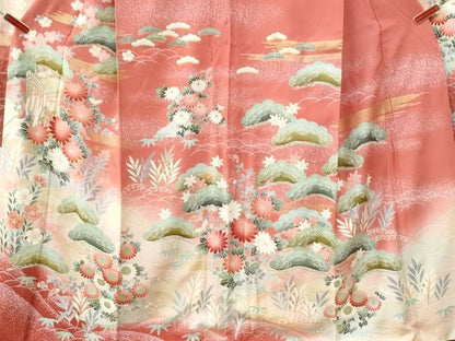 平和屋着物●豪華振袖　御所車花松文　暈し染め　金彩　正絹　逸品　CABM3994yc