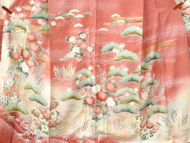 平和屋着物●豪華振袖　御所車花松文　暈し染め　金彩　正絹　逸品　CABM3994yc