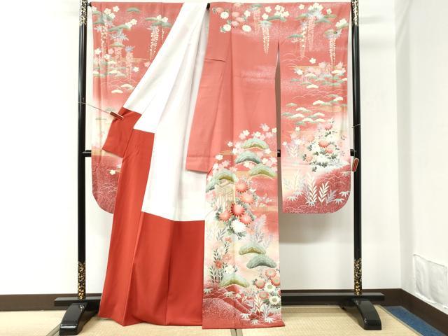 平和屋着物●豪華振袖　御所車花松文　暈し染め　金彩　正絹　逸品　CABM3994yc