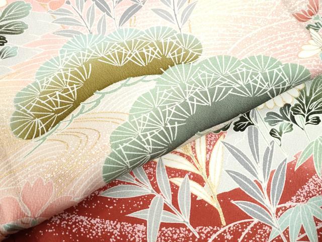平和屋着物●豪華振袖　御所車花松文　暈し染め　金彩　正絹　逸品　CABM3994yc