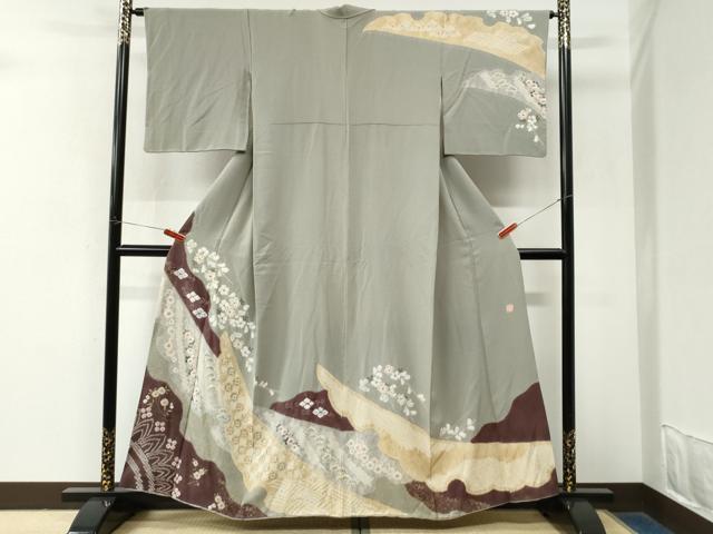 平和屋着物●十日町　名門　滝泰謹製　訪問着　枝花文　金彩　正絹　逸品　CABM3995yc