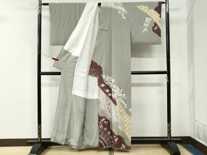 平和屋着物●十日町　名門　滝泰謹製　訪問着　枝花文　金彩　正絹　逸品　CABM3995yc