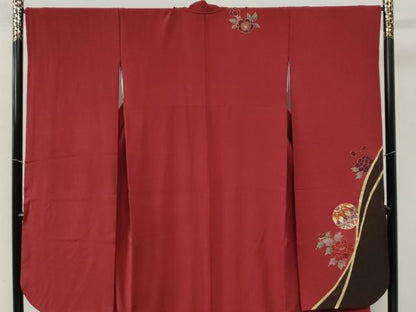 平和屋着物●豪華振袖　駒刺繍　毬牡丹舞桜文　金彩　京都きもの友禅扱い　正絹　逸品　CABM3996yc