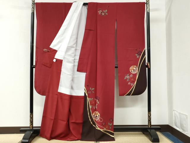 平和屋着物●豪華振袖　駒刺繍　毬牡丹舞桜文　金彩　京都きもの友禅扱い　正絹　逸品　CABM3996yc