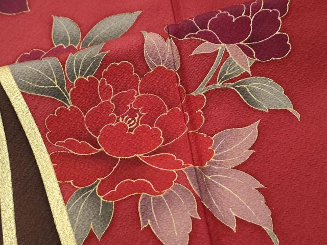 平和屋着物●豪華振袖　駒刺繍　毬牡丹舞桜文　金彩　京都きもの友禅扱い　正絹　逸品　CABM3996yc