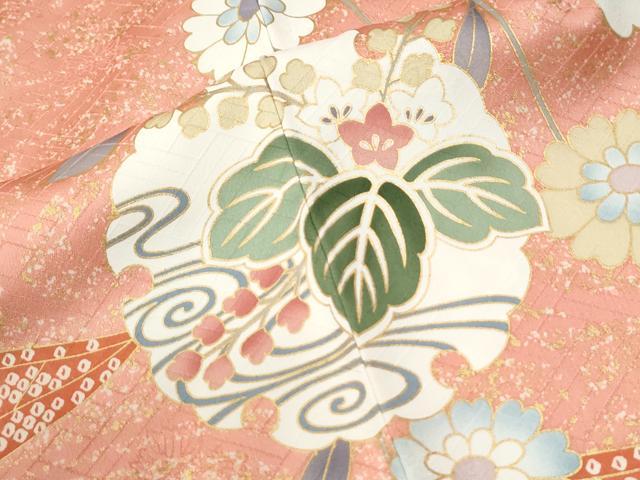 平和屋着物●豪華振袖　駒刺繍　雪輪花蝶文　金彩　正絹　逸品　CABM3998yc