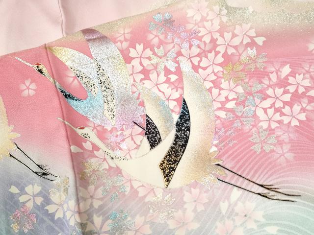 平和屋着物●豪華振袖　流水飛鶴舞桜文　暈し染め　金彩　正絹　逸品　未使用　CABM3999yc