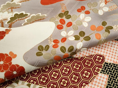 平和屋着物●豪華振袖　駒刺繍　流水飛鶴松竹梅花文　金彩　正絹　逸品　CABM4002yc