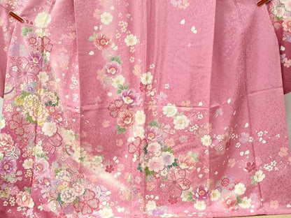 平和屋着物●豪華振袖　駒刺繍　牡丹舞花文　暈し染め　金通し地　正絹　逸品　CABM4005yc