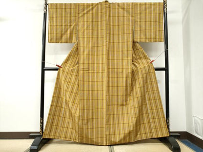平和屋着物●無形文化財　本場黄八丈　近藤傳　草木染　手織　紬　格子　正絹　逸品　CABM4007yc