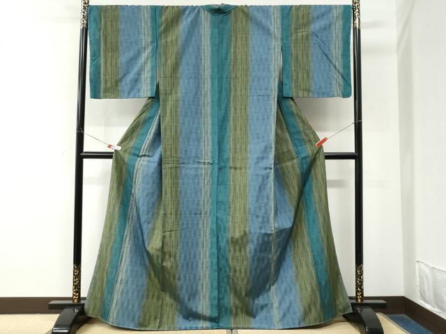 平和屋着物●上質な紬　縞　正絹　逸品　未使用　CABM4015yc