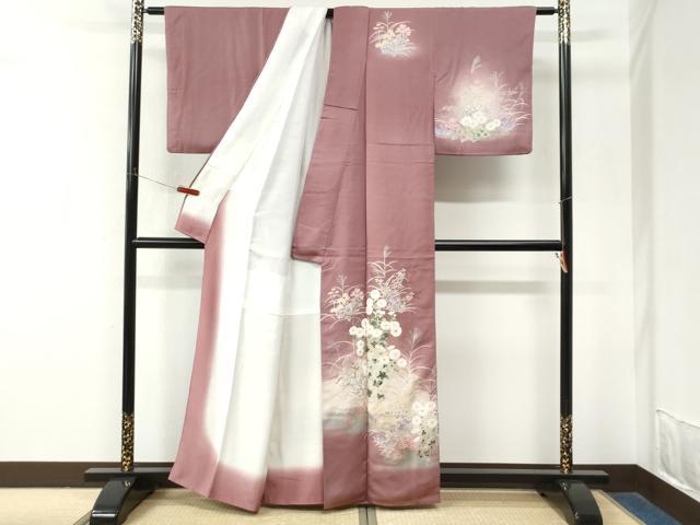 平和屋着物●訪問着　刺繍　菊花文　暈し染め　金彩　反端付き　正絹　逸品　CABM4018yc