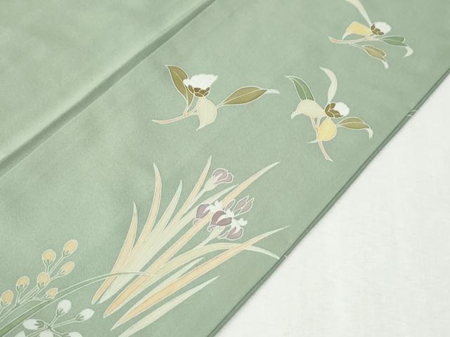 平和屋着物●訪問着　友禅　枝花文　暈し染め　反端付き　正絹　逸品　CABM4019yc
