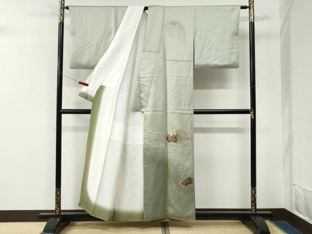 平和屋着物●訪問着　地紙花松文　暈し染め　金彩　正絹　逸品　CABM4025yc