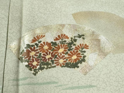 平和屋着物●訪問着　地紙花松文　暈し染め　金彩　正絹　逸品　CABM4025yc