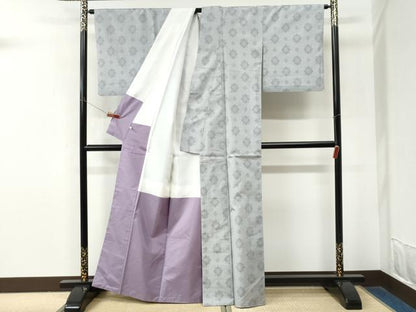 平和屋着物●本場大島紬　白大島　花菱文　正絹　逸品　CABM4029yc