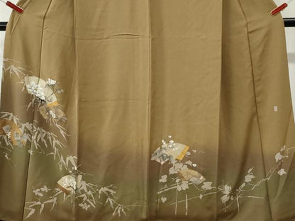 平和屋着物●訪問着　地紙枝花文　暈し染め　金彩　無落款　正絹　逸品　CABM4030yc