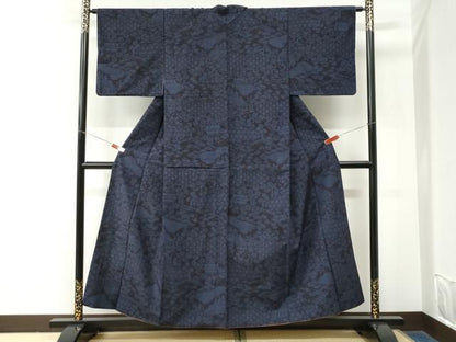 平和屋着物●結城紬　80亀甲　吉祥風景文　正絹　逸品　CABM4031yc