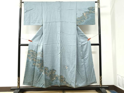 平和屋着物●訪問着　絞り　刺繍　万寿菊枝花文　金彩　正絹　逸品　CABM4035yc