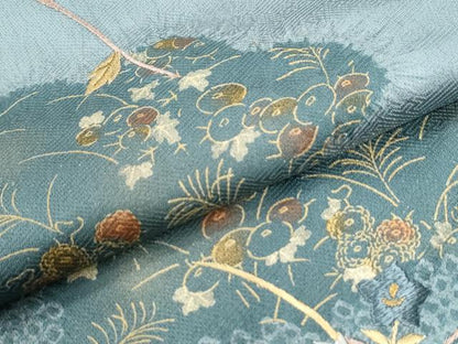平和屋着物●訪問着　絞り　刺繍　万寿菊枝花文　金彩　正絹　逸品　CABM4035yc