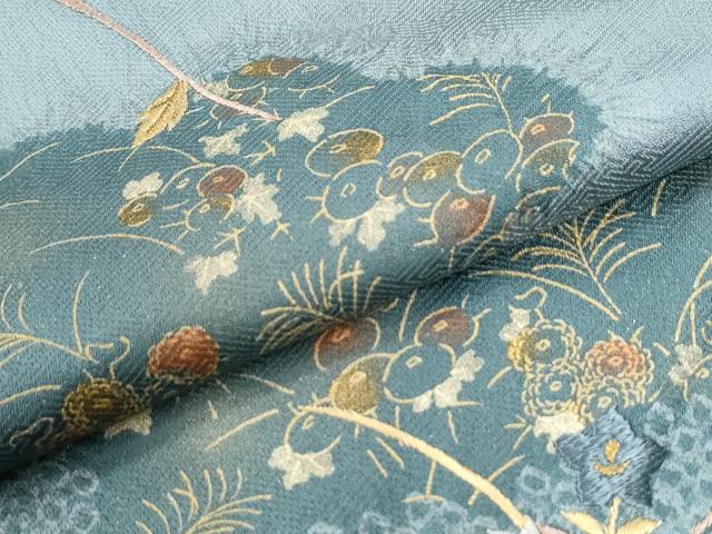 平和屋着物●訪問着　絞り　刺繍　万寿菊枝花文　金彩　正絹　逸品　CABM4035yc