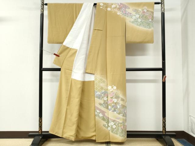 平和屋着物●訪問着　霞草花文　暈し染め　正絹　逸品　CABM4039yc