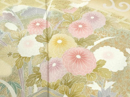 平和屋着物●訪問着　霞草花文　暈し染め　正絹　逸品　CABM4039yc