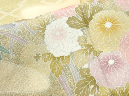 平和屋着物●訪問着　霞草花文　暈し染め　正絹　逸品　CABM4039yc