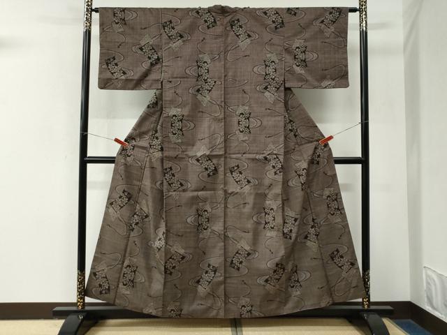 平和屋着物●本場大島紬　7マルキ　短冊花文　正絹　逸品　CABM4045yc