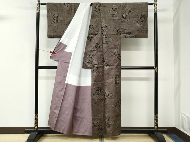 平和屋着物●本場大島紬　7マルキ　短冊花文　正絹　逸品　CABM4045yc