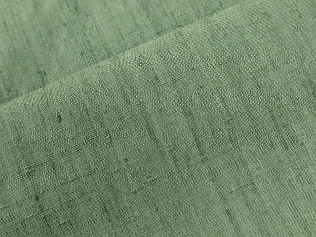 平和屋着物●結城紬　色無地　老竹色　正絹　逸品　CABM4046yc